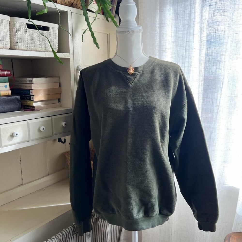 Vintage Columbia knit green crewneck sweatshirt cotton medium women’s